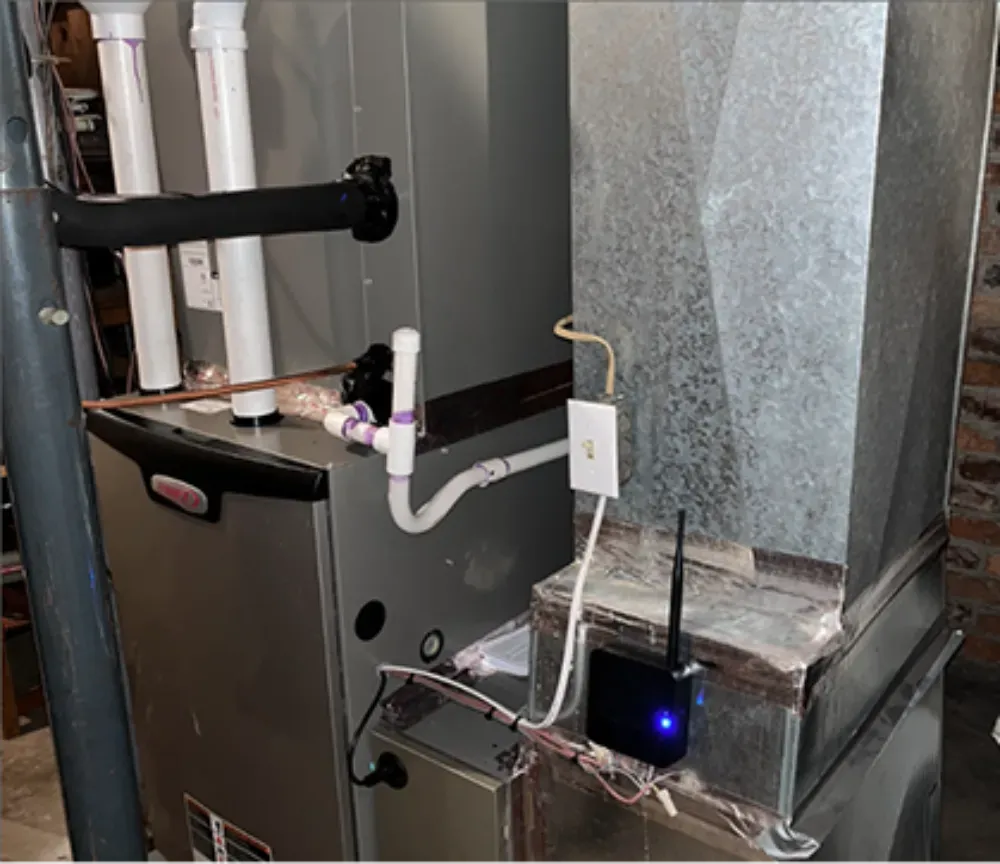 A capped furnace duct and Wi-Fi module fitted in a Mauldin home