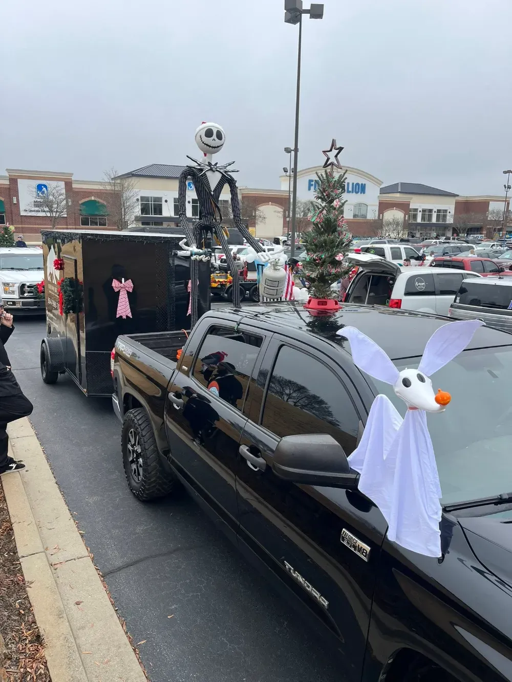 The Rhino HVAC truck and trailer decorated for a Simpsonville holiday parade